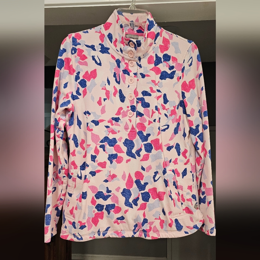 Pink Talbots Half-Button-Up Pull-over